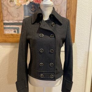 Women's Charcoal Double-Breasted Peacoat